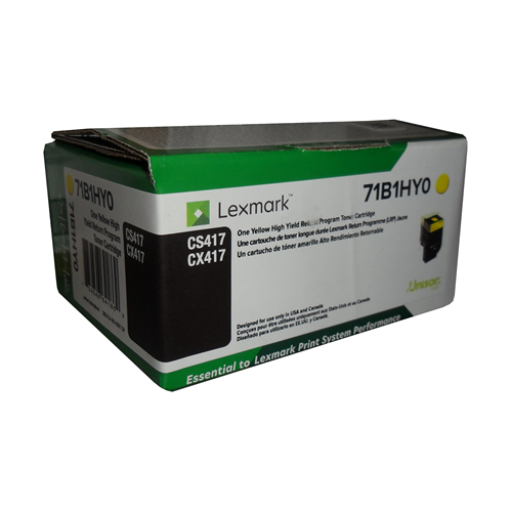Lexmark CS/CX417, 517 Yellow Return Programme 3.5K Toner Cartridge Part no.: 71B1HY0