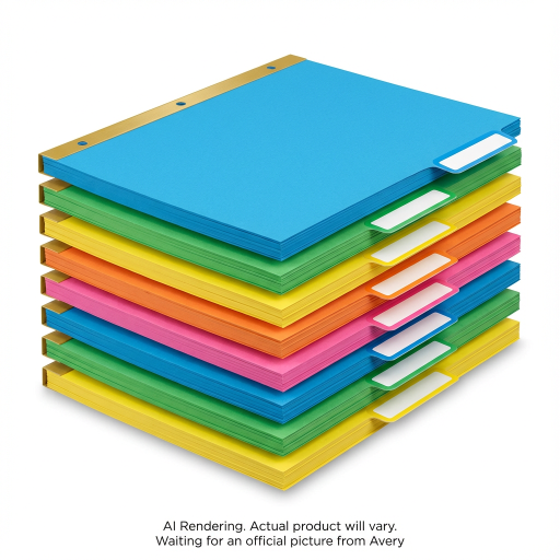 Avery Hand-write Big Tab Write & Erase Dividers 8 Tab, 1 Set, Bright Colours, Big Tab