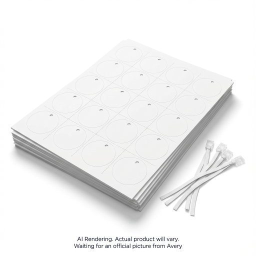 Avery Laser/Inkjet White Round Printable Tags w Strings, 2" Diam, 10 sheets/env, 120 tags/env