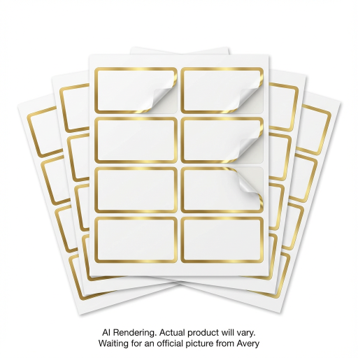 Avery Laser/Inkjet Name Badges, 2?" x 3?", Gold Metallic Border, Flexible Film, Peel Away Feature, 5 sheets/env, 40