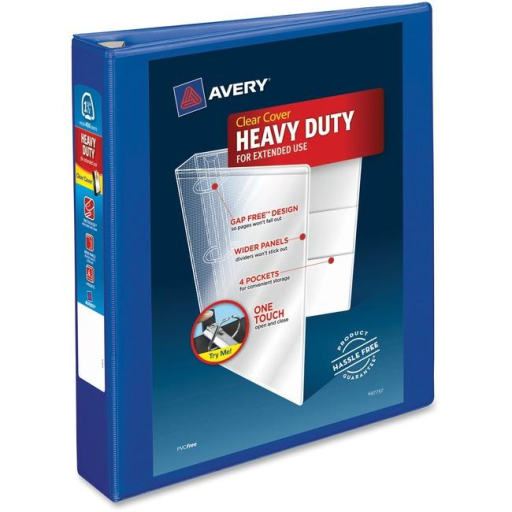Avery View 1?" HD View Binder, Pacific Blue, Gap Free D-Ring, 400 sheet capacity (w/out consumer packaging)