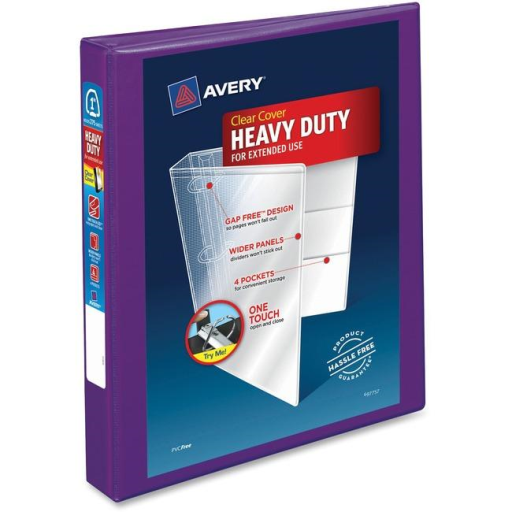 Avery View 1" HD View Binder, Purple, Gap Free D-Ring, 275 sheet capacity