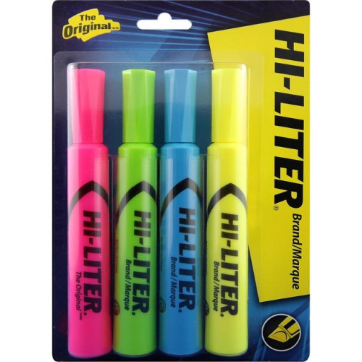 83564 HILITER DESK STYLE, 4 PACK, ASSORTED FLUORESCENT ? YE