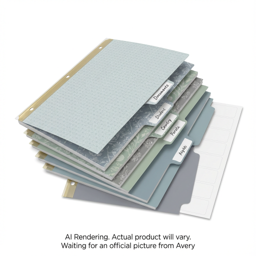 Avery Laser/Inkjet Big TabTM Reversible Dividers 5 Tab, 1 Set, Toned Down Pattern