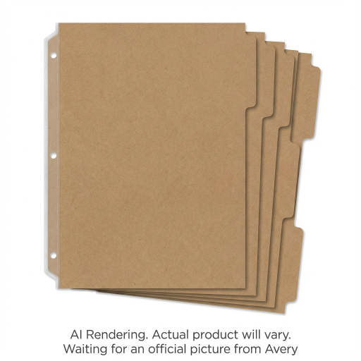 Avery Laser/Inkjet Big TabTM Reversible Dividers 5 Tab, 1 Set, Kraft Brown