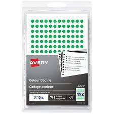 2394 Avery? Removable Colour Coding Labels Handwrite, ?" Green / Removable