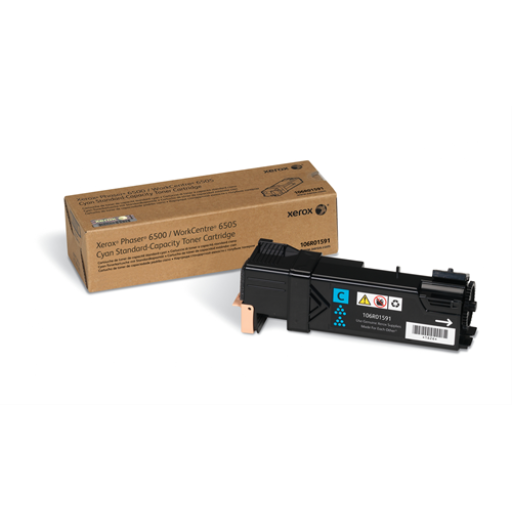 106R01591 Phaser 6500/WorkCentre 6505, Standard Capacity Cyan Toner Cartridge (1,000 Pages), North America, EEA