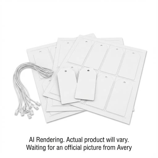 Avery Laser/Inkjet White Rectangle Printable Tags w Strings, 2" x 3?", 10 sheets/env, 80 tags/env