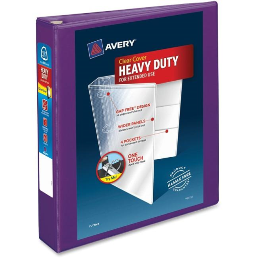 Avery View 1?" HD View Binder, Purple, Gap Free D-Ring, 400 sheet capacity