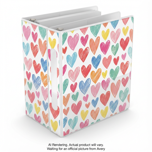 Avery Non-View 1" Durable Non-View Fashion Binder, Hearts, Round Rings