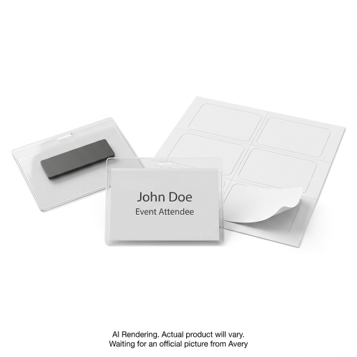 Avery Laser/Inkjet Magnetic Style 3" x 4" Name Badge Kit (Inserts, Holders), 48/box