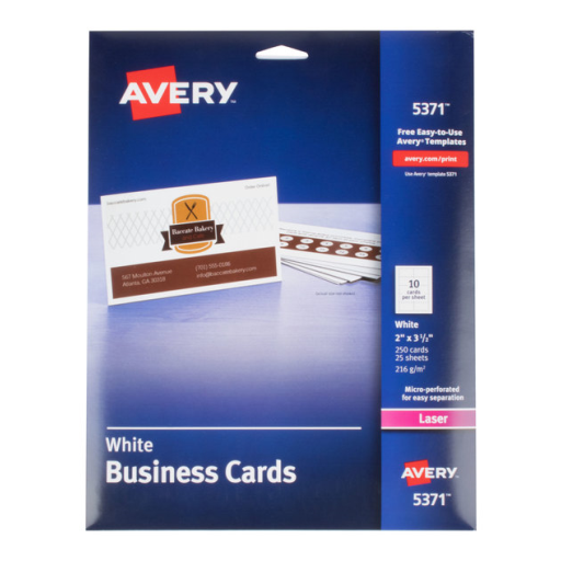 5371 PERFORATED BUSINESS CARDS, WHITE, 2" X 3 1/2", 25 SHEET