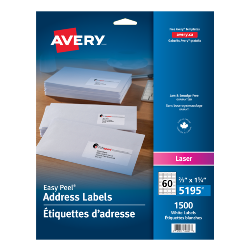 5195 WHITE, EASY PEEL, 1 3/4" X 2/3", PERMANENT,  LARGER RET