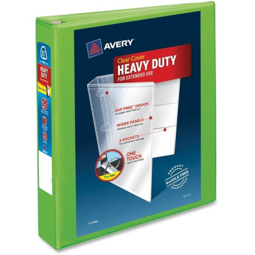 Avery View 1?" HD View Binder, Chartreuse, Gap Free D-Ring, 400 sheet capacity