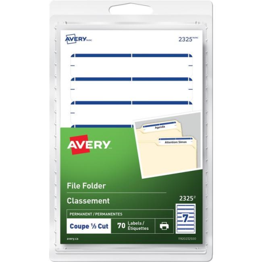 2325 Avery? File Folder Labels for Laser and Inkjet Printers, 3?" x ?"  Blue / Permanent