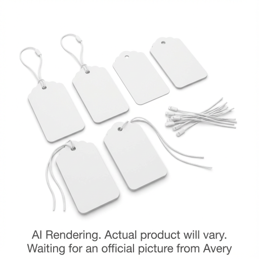 Avery Laser/Inkjet White Printable Tags w Strings, 2" x 1?", 10 sheets/env, 180 tags/env