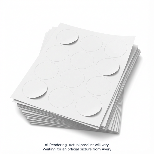 Avery Laser/Inkjet Matte White Labels, 2" Diam, Permanent, 10 sheets/env, 120 labels/env