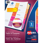 READY INDEX TABLE OF CONTENTS DIVIDERS, 5 TAB, 6 SETS,