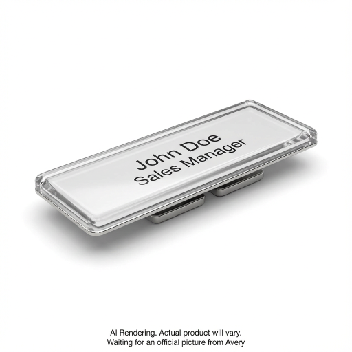 Avery Laser The Mighty Badge? Reusable Name Badge Kit Silver, 1" x 3", 50 badges/box