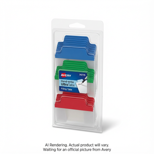 Avery Hand-write UltraTabs Filing Tabs, Primary Colours, Blue, Green, Red, 24 pack