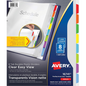 16741 CLEAR EASY VIEW DIVIDERS 8-TAB, MULTI-COLORED TABS AND
