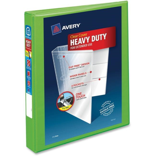 Avery View 1" HD View Binder, Chartreuse, Gap Free D-Ring, 275 sheet capacity