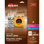 Avery Laser/Inkjet Glossy Clear Labels, 2" Diam., Permanent, 8 sheets/env, 96 labels/env