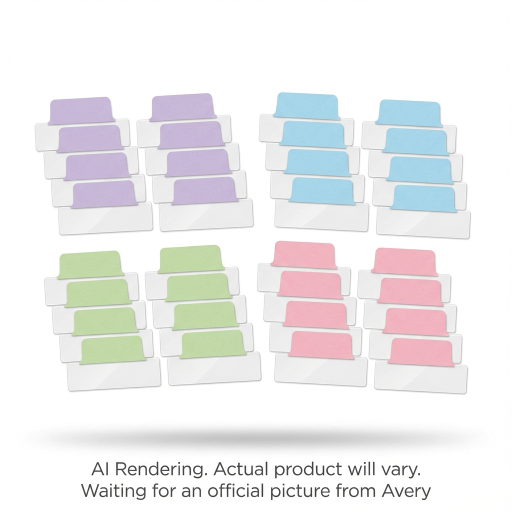 Avery Hand-write UltraTabs Margin Tabs, Pastel Colours, Lavender, Lt Blue, Lt Green, Pink, 48 pack