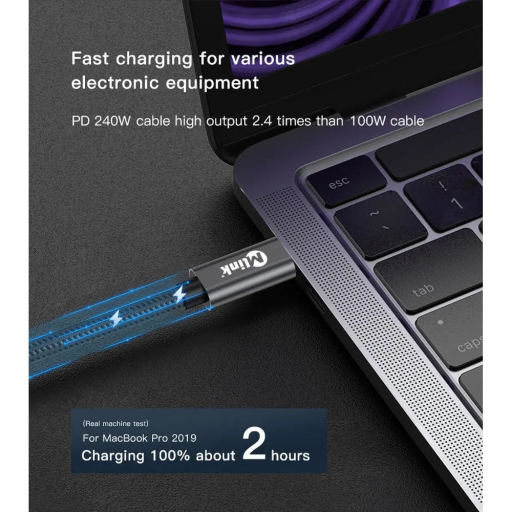 Mlink - USB-C Braided High-Speed Transfer Cable PD240W 20Gbps - 2m (6.6')